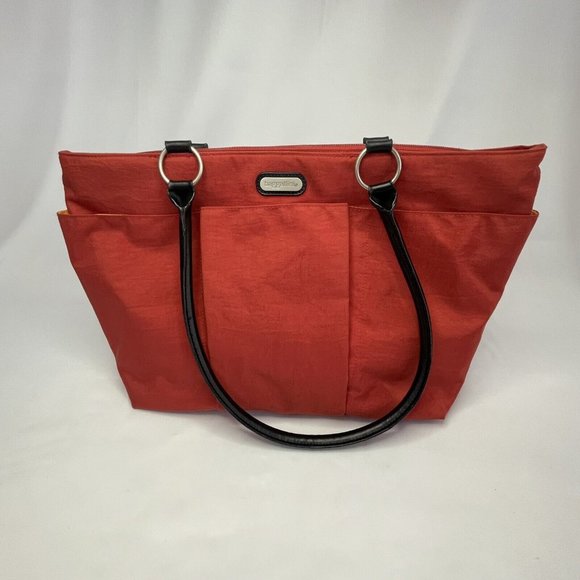 Baggallini | Bags | Baggallini Large Nylon Tote Shoulder Bag Leather ...